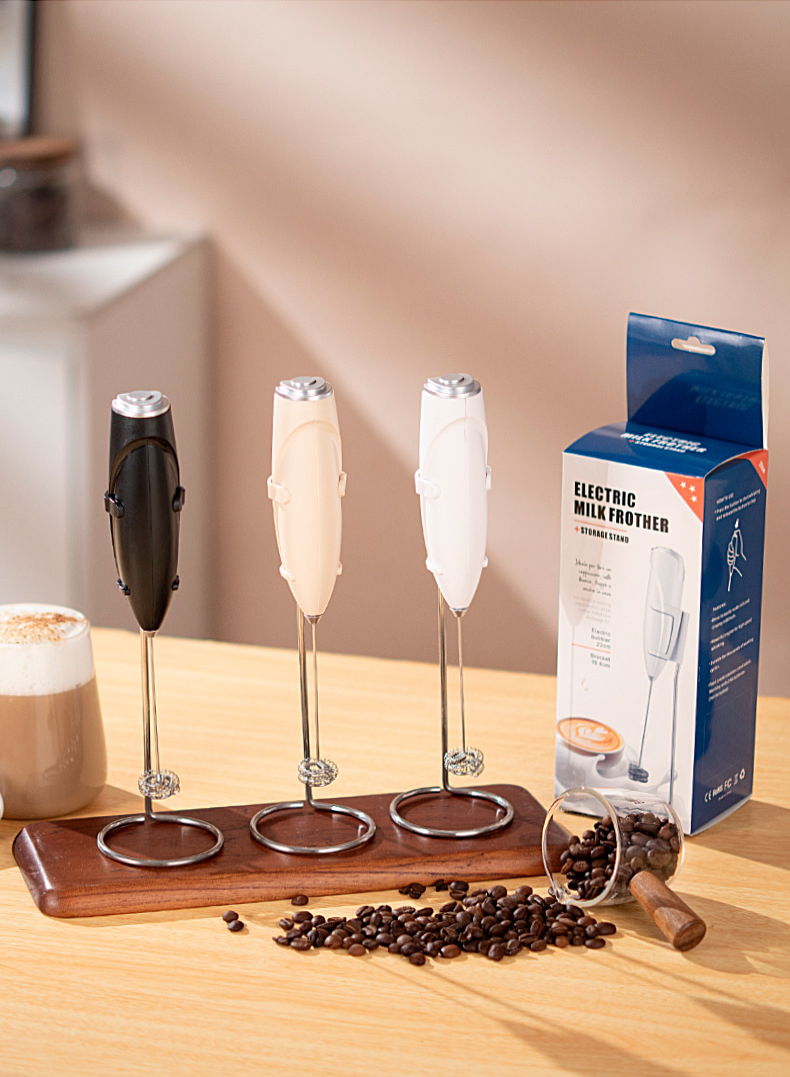 Battery Operated Automatic Hand Milk Frother Electric Coffee Frother with Stainless Steel Whisk Kitchen Tool