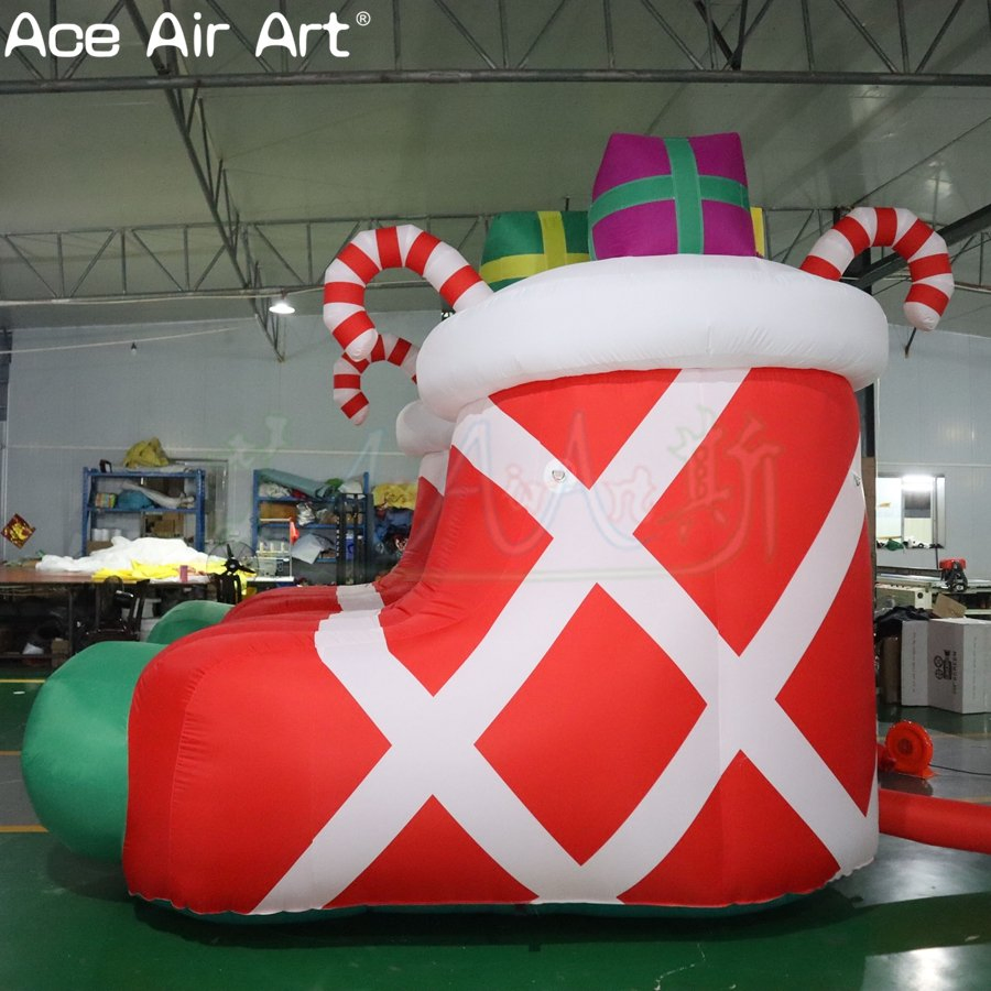 Giant Inflatable Christmas Stocking with Gift Xmas Holiday Party Decoration