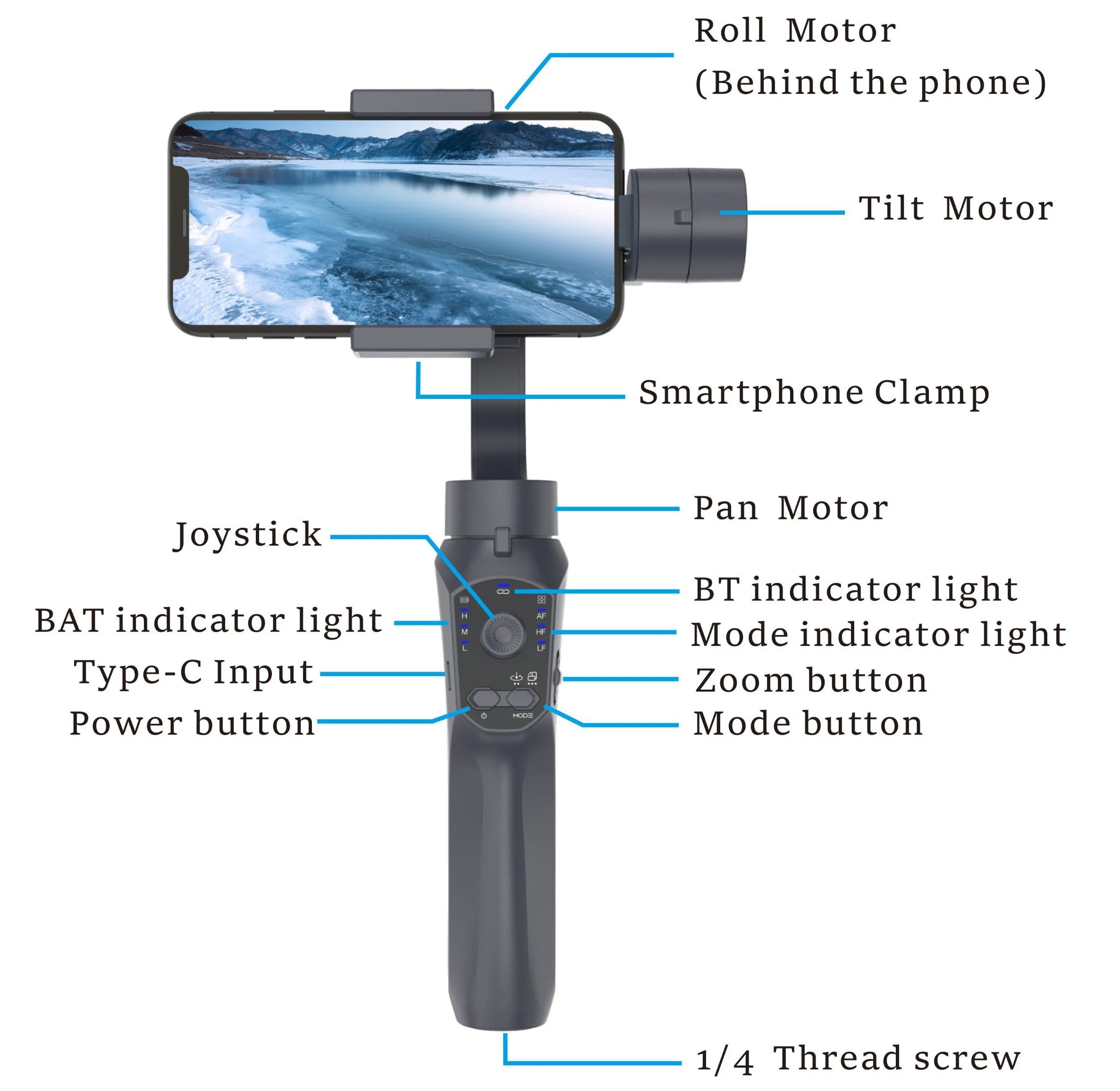 Монопод F10 PRO с Power Bank и стабилизатором