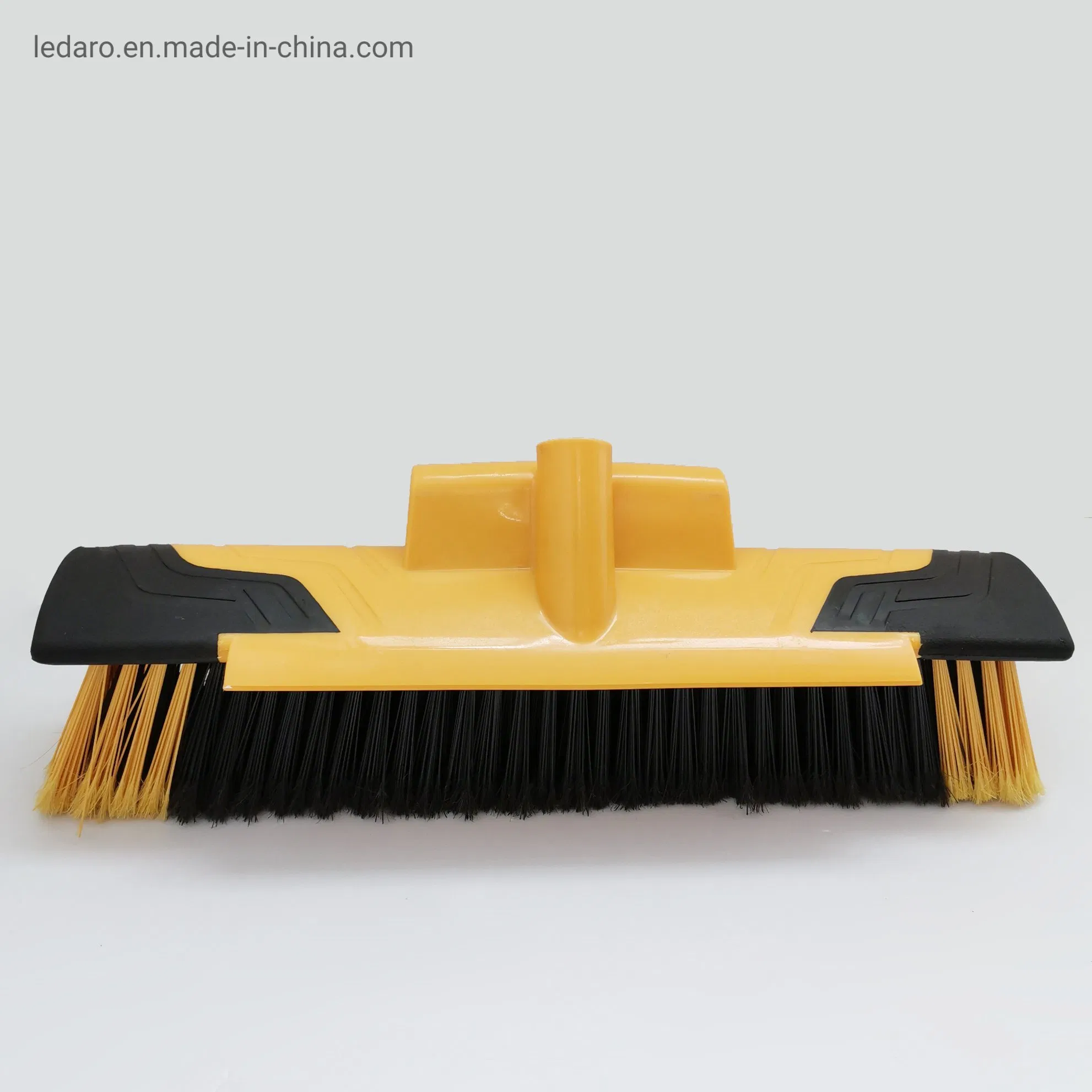 Push Broom Stiff Indoor Outdoor Rough Surface Floor Scrub Brush Long Steel Handle for Cleaning Bathroom Kitchen Patio Garage Deck Concrete Tile Floor 18"
