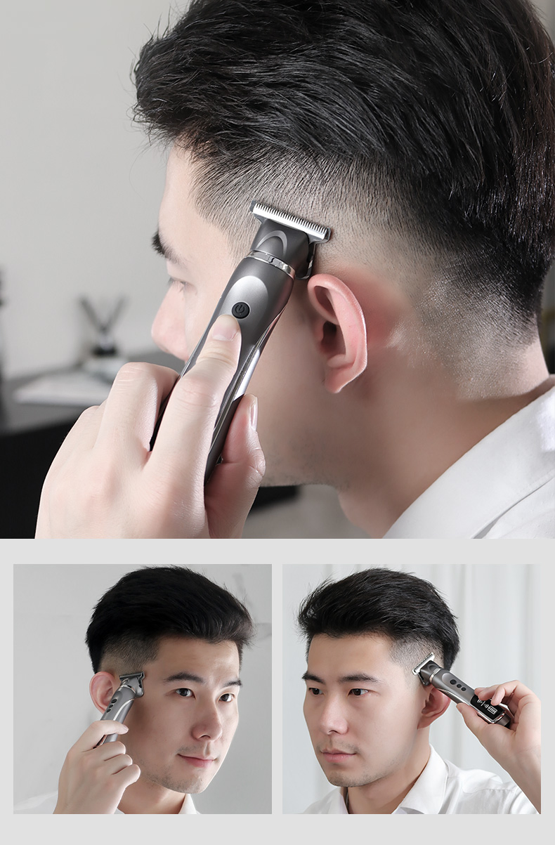 Rechargeable Hair Trimmer Metal Body Cutting Grooming Kit Barbershop Professional