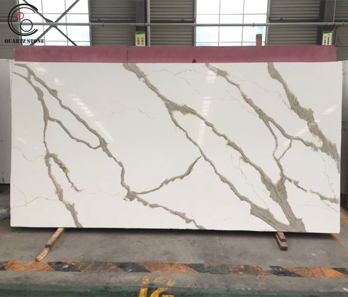Calacatta Quartz Stone with Gold Veins White Quartz Stone Countertops Slabs