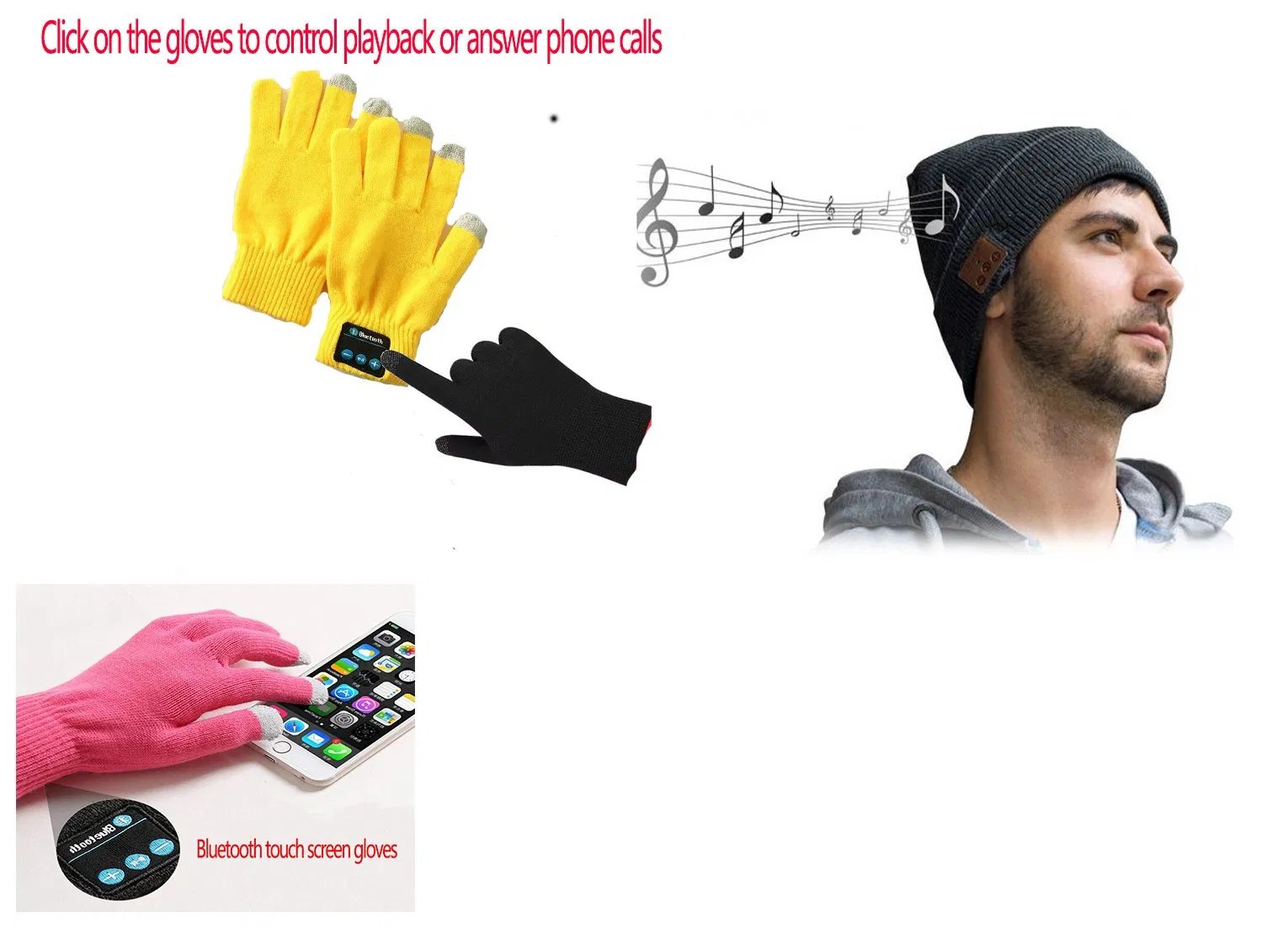 Customized Button Controller Bluetooth Gloves, Easy to Operate Amidst Busy Schedules for Winter Wireless Headphone Caps