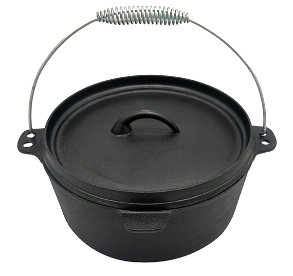 Чугунный казан для кемпинга с крышкой и подъемником