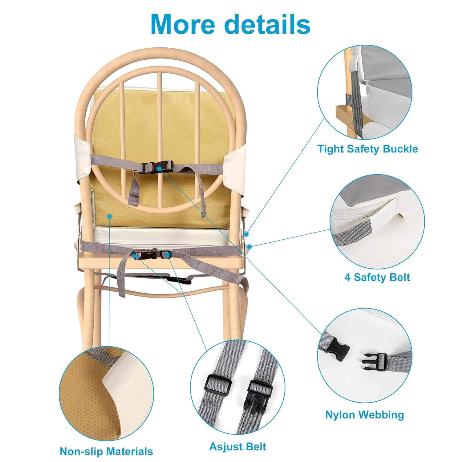 Kids Toddler Dining Chair Dismountable Booster Cushion Supportive High Chair Cushion