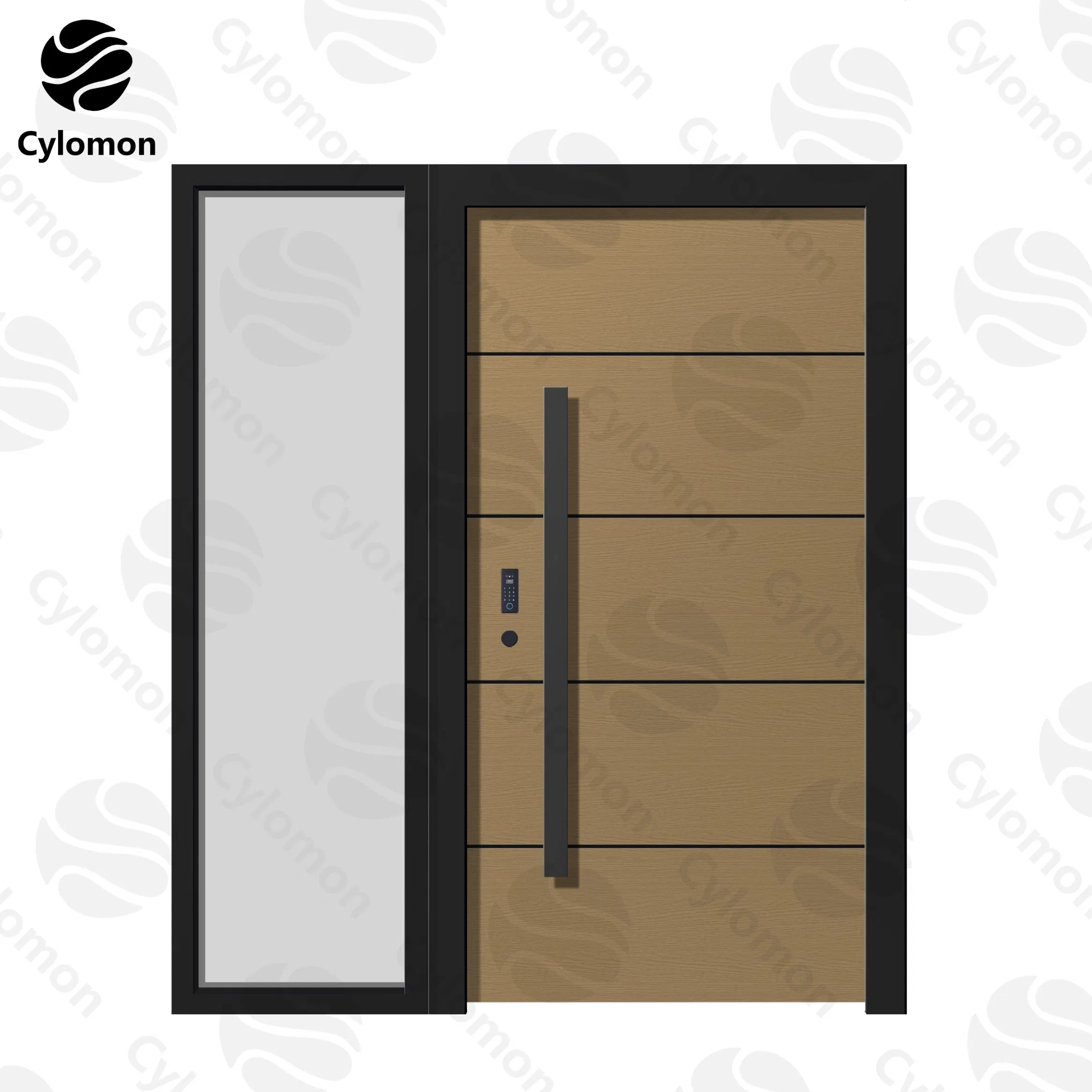Modern Sleek Waterproof Anti-Theft Zinc-Iron Alloy Metal Safety Tempered Glass Single/Double Front Entry Door