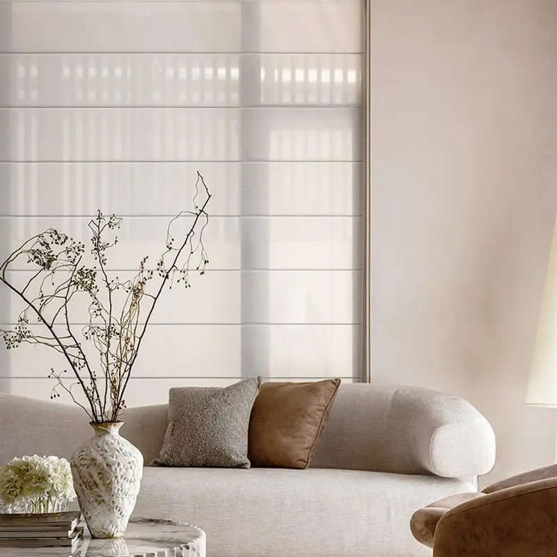 Roman Shade Cord Lock Sunscreen Roller Blind Fabrics Lace Roman Shades