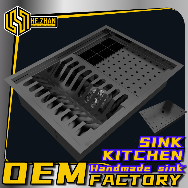 Calha Ú Mida Best Sale Black Nano-Processed Kitchen Tool Storage Sink Stainless Steel Single Bowl with Price High Quality Sink