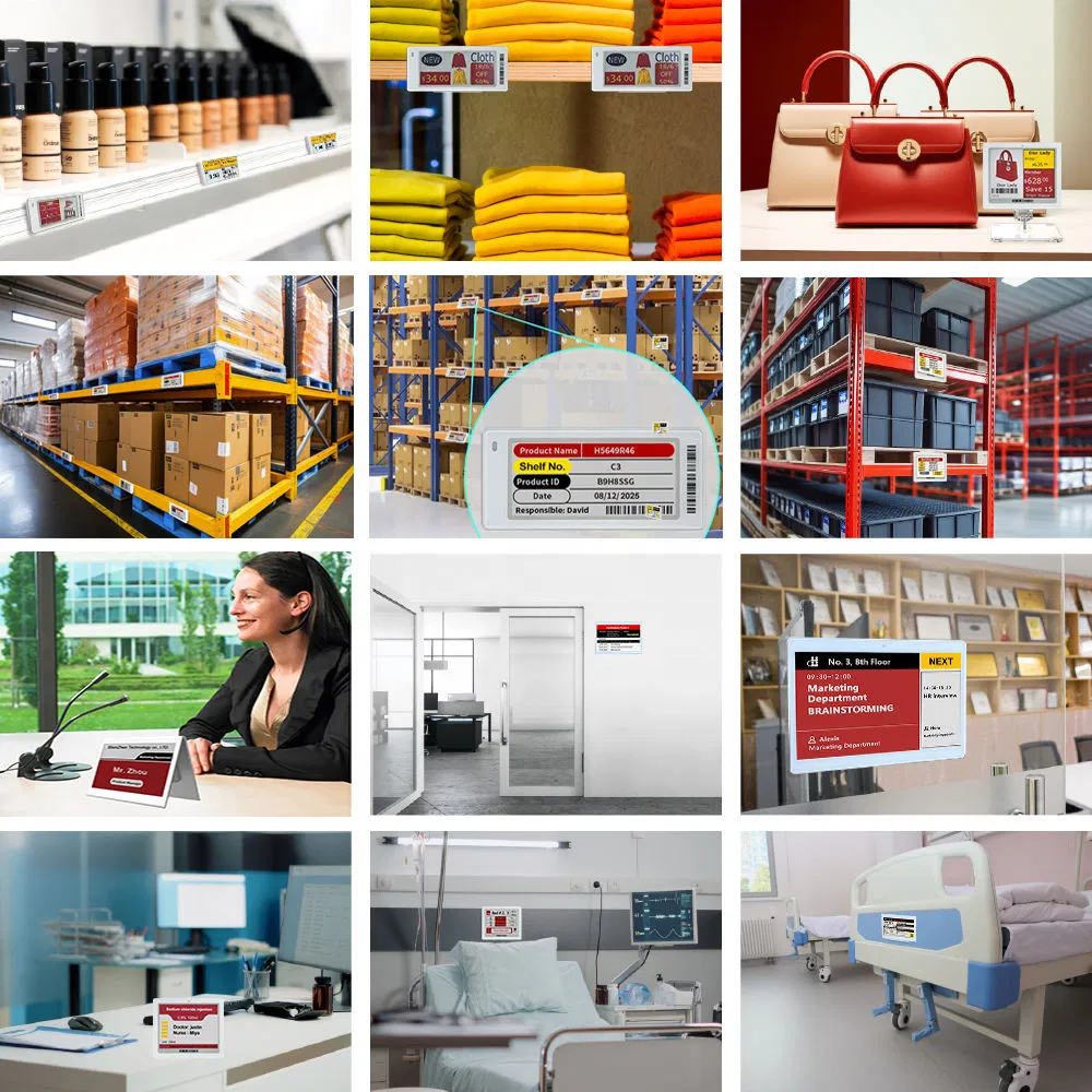 2.13 2.6 2.9 10.2 Inch Multiple Sizes E Ink Display Electronic Shelf Labels with ESL Racking System for Warehouse Rack Labels Holder Crash Prevention System