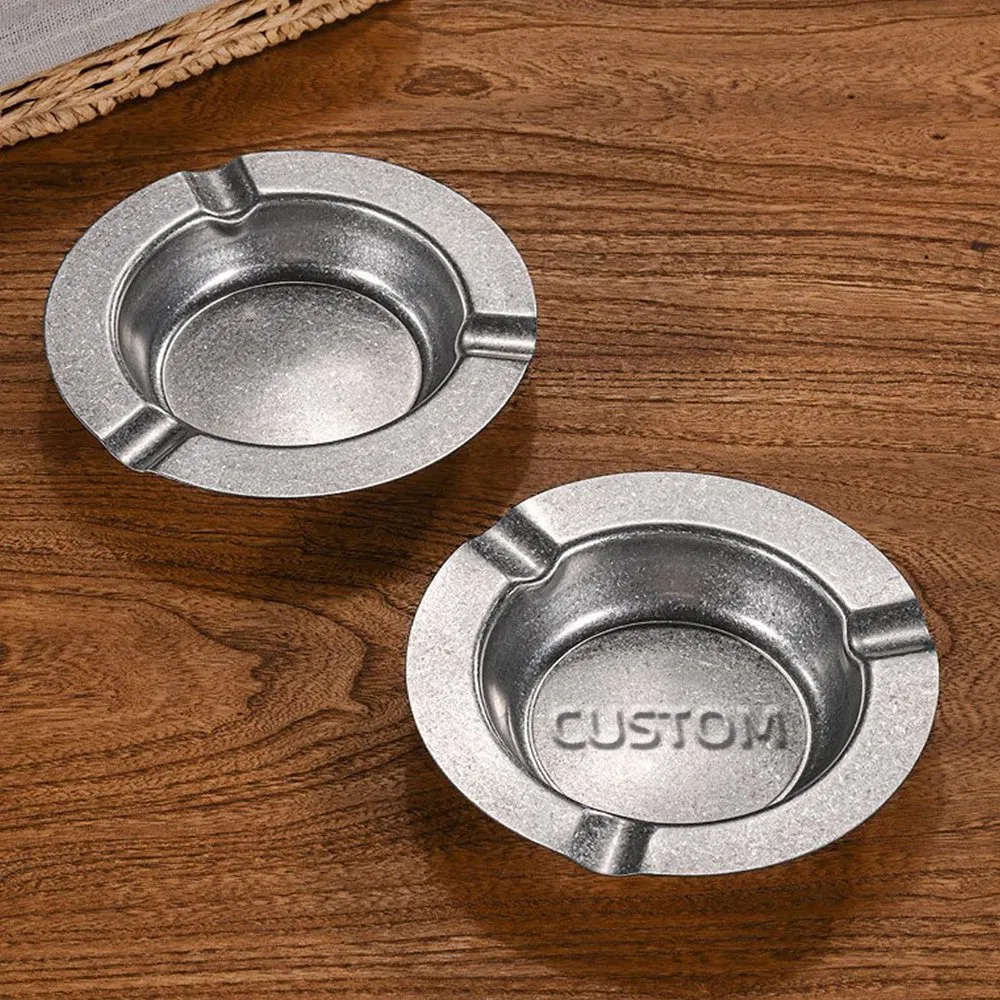 Wholesale Metal Ashtray Round Custom Laser Engraved Embossed Brand Logo