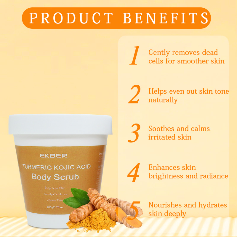 Kojic Acid Turmeric Body Scrub Natural Kojic Acid Vitamin C Brightening Whitening Exfoliator Turmeric Kojic Acid Body Scrub