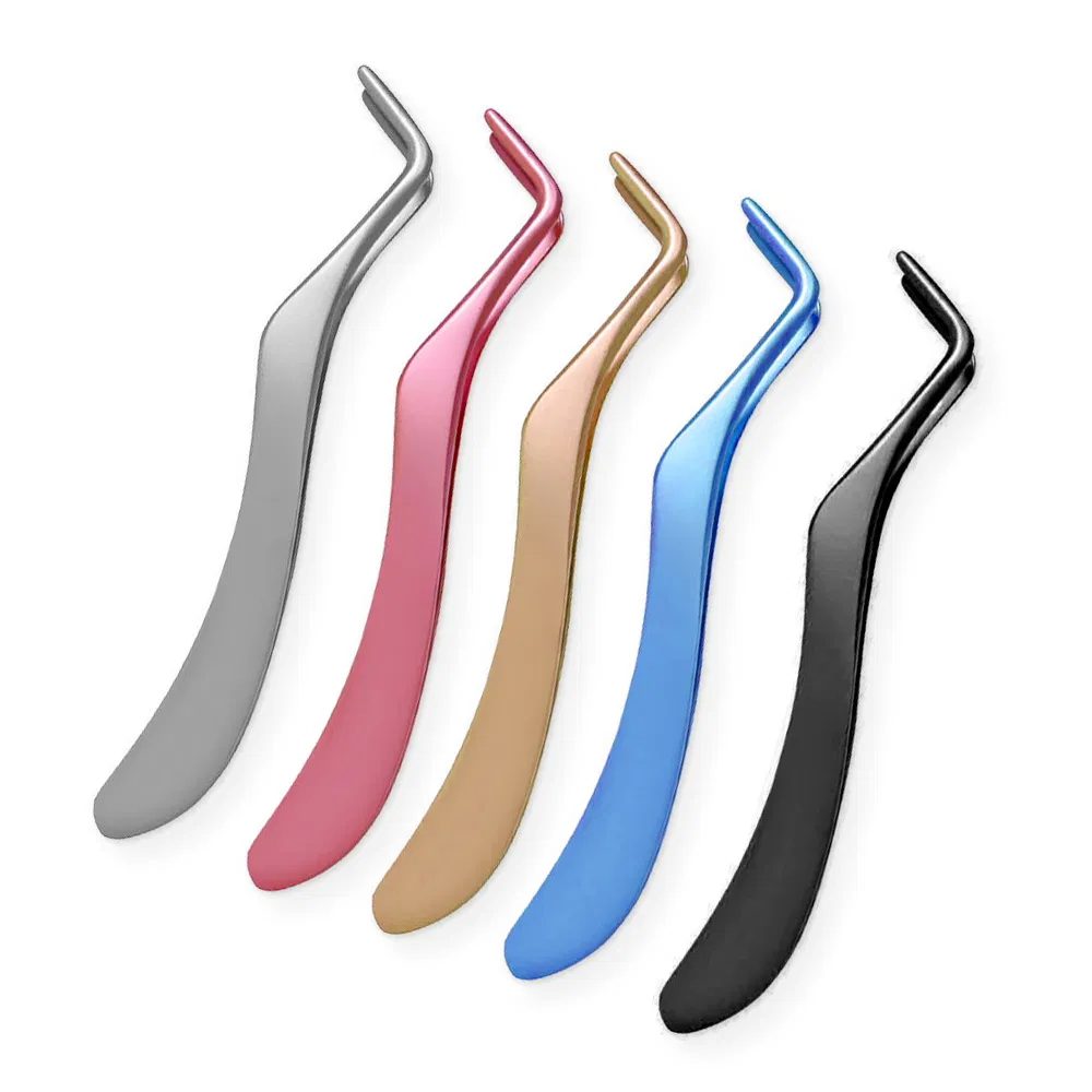 Custom Logo Rounded Lash Eyelash Beauty Makeup Tool Curved Eyebrow Tweezers for Eyelashes Extensions