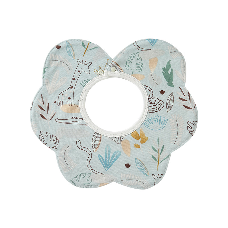 Cotton Waterproof Spit Towel Newborn Baby Snap Button Cartoon Bibs