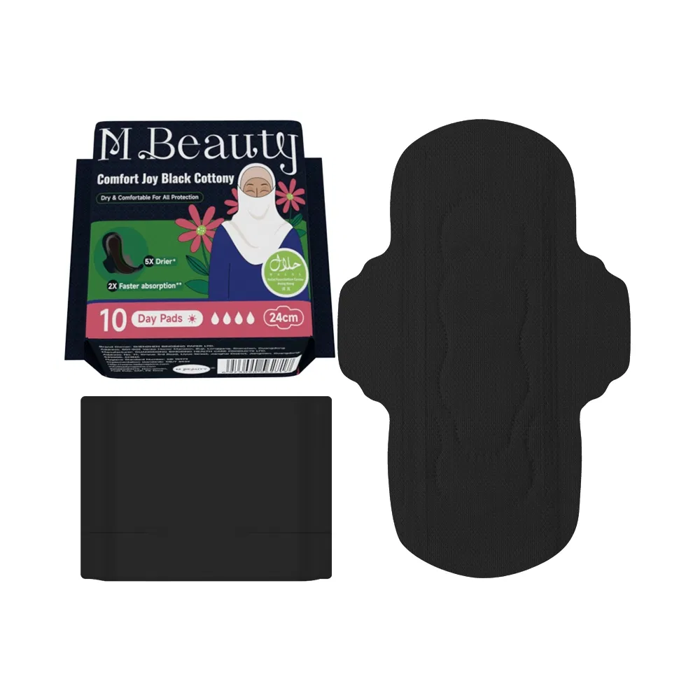 Sale M Beauty OEM Disposable Organic Sanitary Napkin Wholesale Manufacture Super Absorbent and Waterproof Black Sanitary Pads for Women