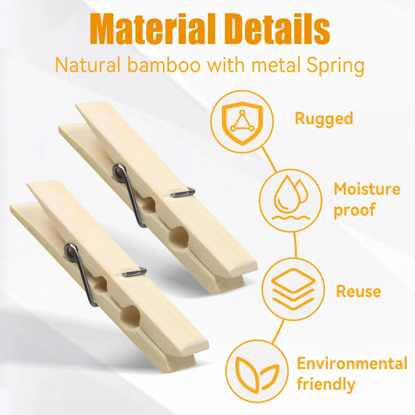 Bamboo Clip Natural Eco-Friendly Food-Safe Sealing for Snacks/Jars/Baking, Reusable Bulk Supply