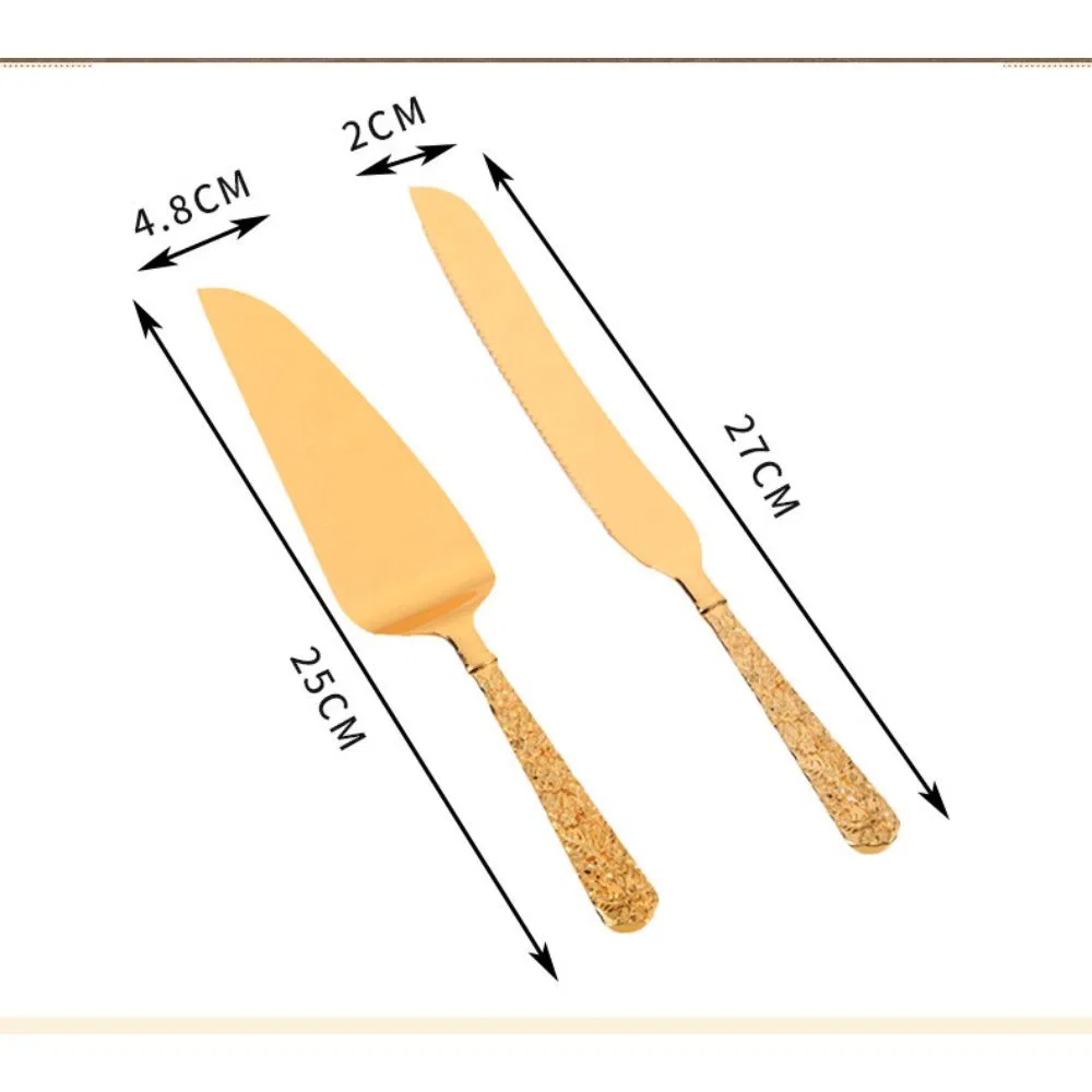 Gold Cake Knife and Server Set, Wedding Cake Cutting Utensils Mi24989