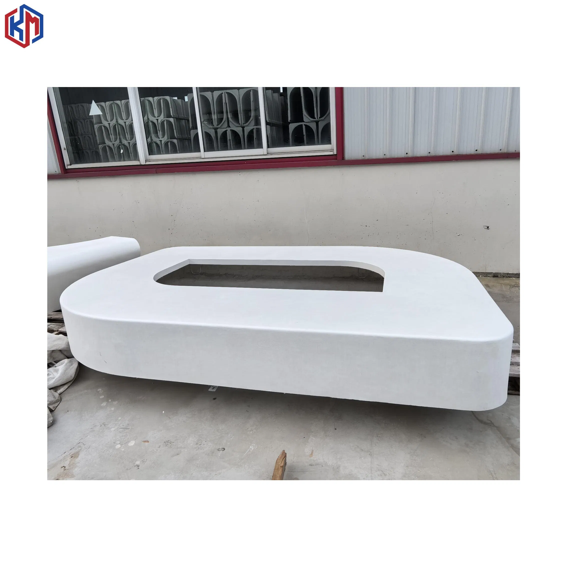 Outdoor Weather Resistant White Light Weight Grc Concrete Bench Flower Pond