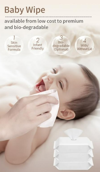 GMPC, EPA, ISO13485, SGS, TUV Test Baby Wet Towel Baby Care Tissue Products Bamboo Cotton Viscose Natural Material Clean Nonwoven Disposable Flushable Wipe