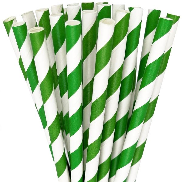 Dark Light Green and White Striped Eco Friendly Wrapped Paper Straw Disposable Made in China Natural Straw Bio Paper Straw
