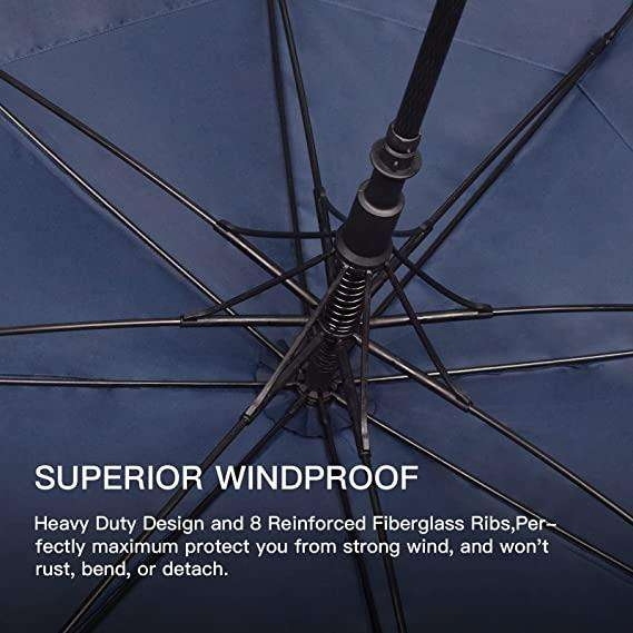 Wholesale 30 Inch Big Size Auto Open Waterproof Windproof Sun Rain Branded Vented Canopy Golf Umbrella Custom Logo Double Layer