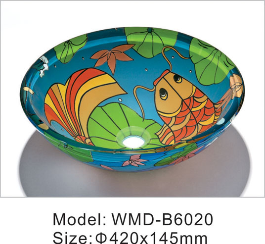 Polishing Glass Round Cusomized Design Bathroom Vanity Sink Basin