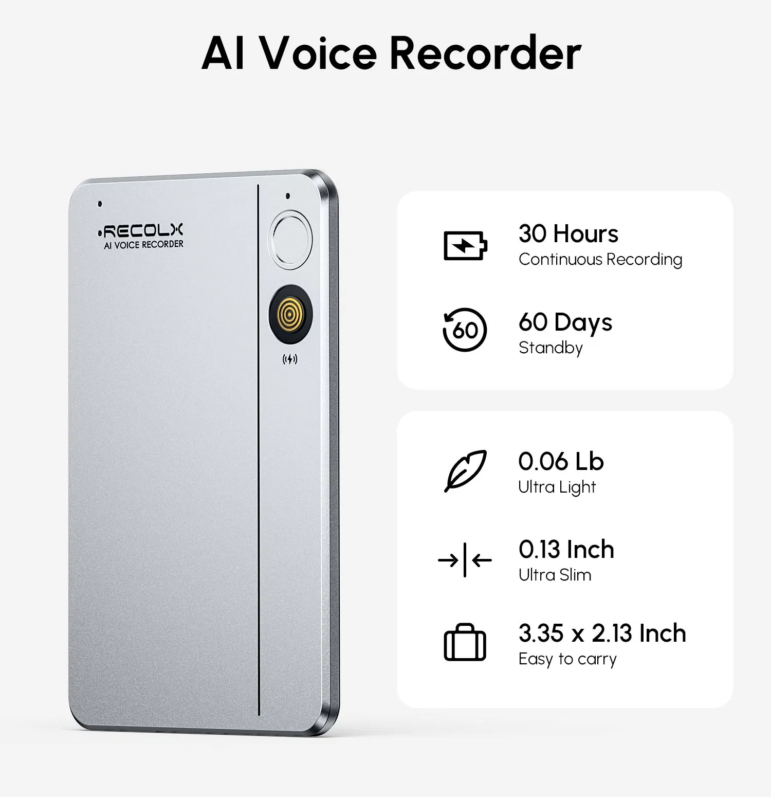 Ai Voice Recorder, APP Control, Transcribe & Summarize with 71 PRO Templates, Deep Ai Analysis, Record for Meetings, Work, 112 Language Gtp 5 Powered Precision