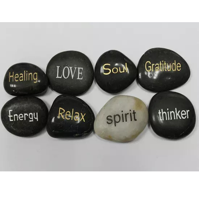 White Black Stone Pebbles Engraved Customized Design