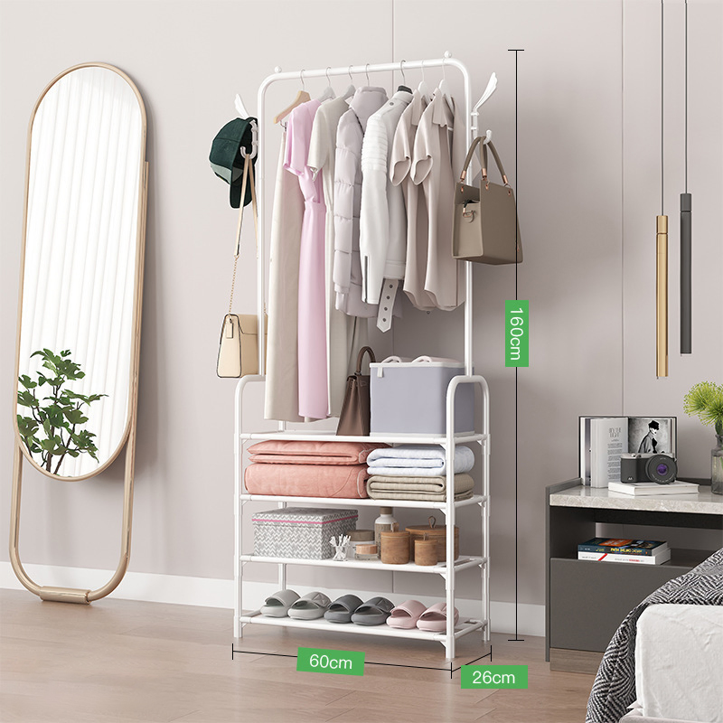 Home Bedroom Furniture Cloth Hanging Storage Removing Shelf Display Stand Rack Coat Rack with Wheels