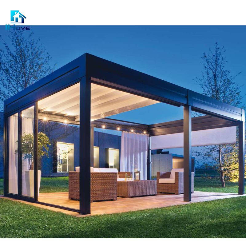 Customizable Size Electric Aluminum Retractable Pergola Aluminium Outdoor Waterproof Retractable Folding Roof Pergola