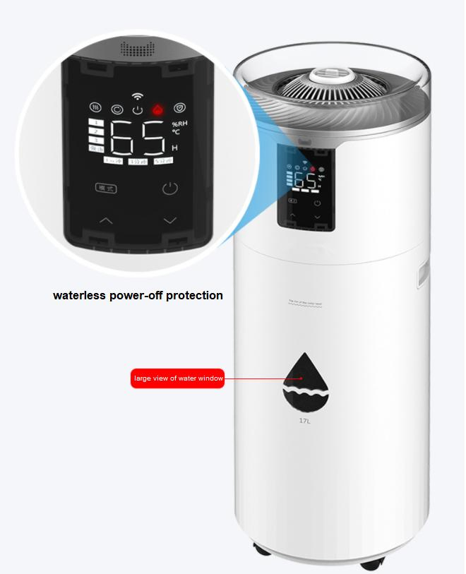 Smart WiFi Top Filling Indutrial Comercial Ultrasonic Warm Cool Mist Air Humidifier Interval Mist Ouptut