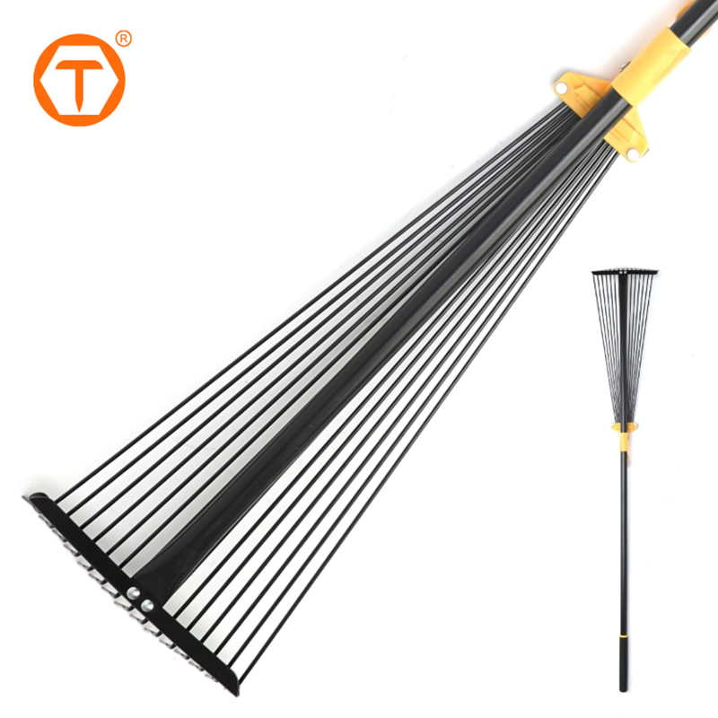 15 Teeth Lawn Metal Camping Leaf Rake Garden Tools Fan Rake