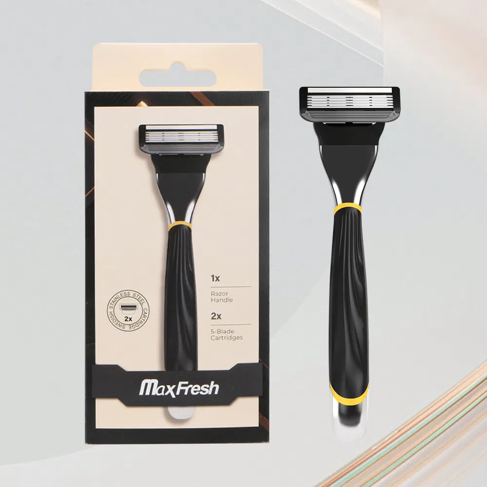 Five Blade Metal Handle Cartridge Razor Private Label Box Package