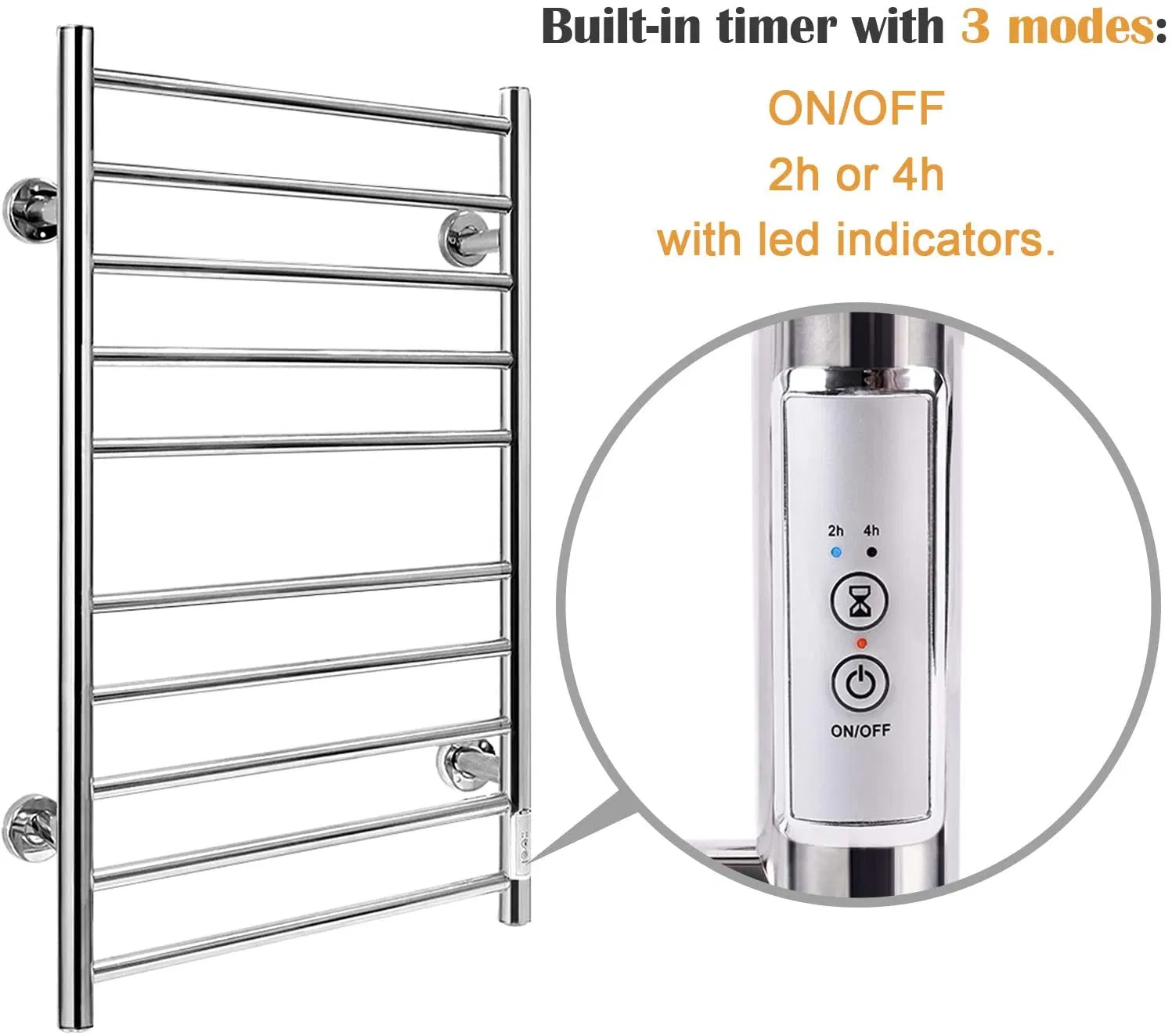Polished Stainless Steel Heated Towel Warmer for Bathroom with Certification