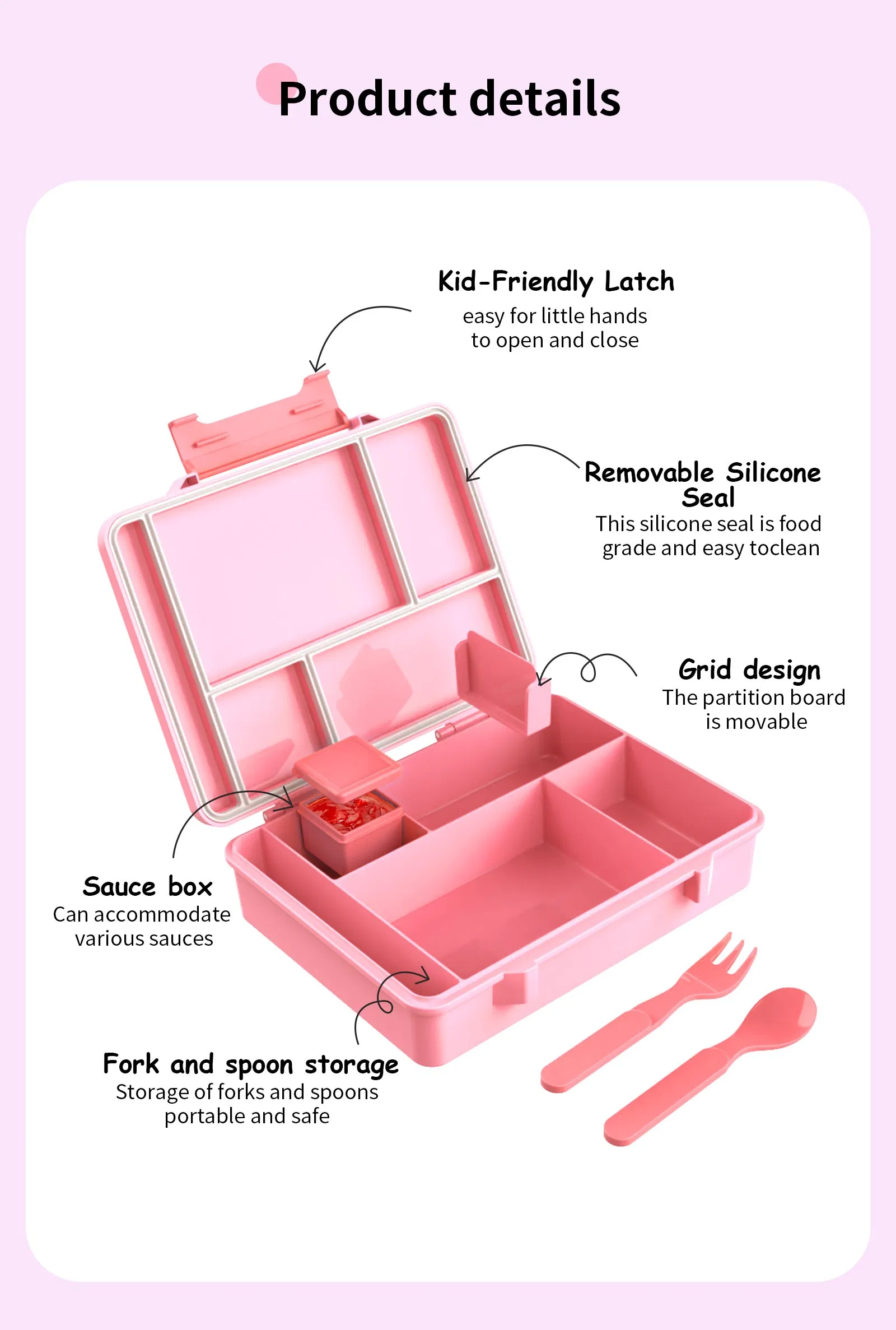 Aohea ODM Patented Cpclfgbfda Wholesale Kids Insulated Lunch Box Insulated Bento Box Leakproof Bento Box Bento Lunch Box Bento Box for Diligent Kids