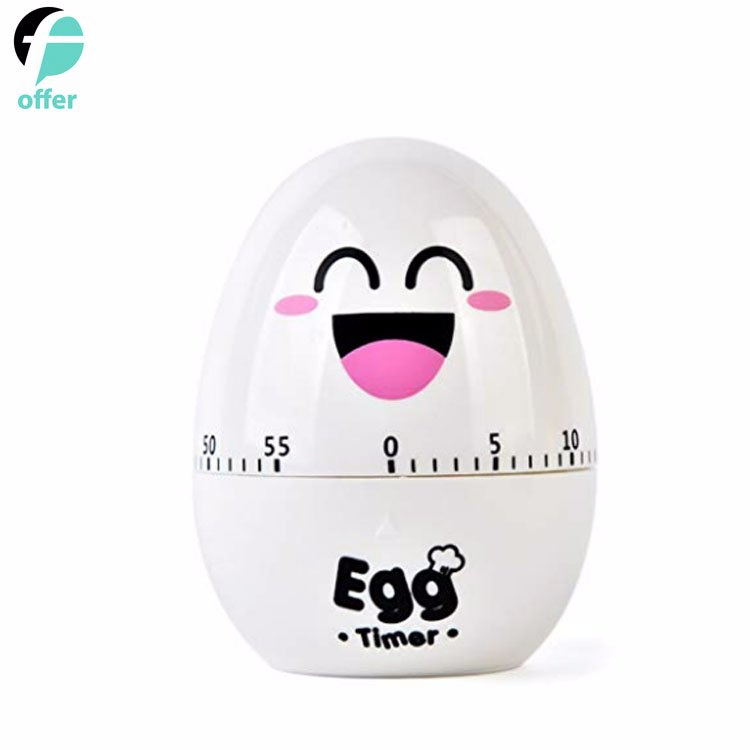60 Minutes White Funny Mechanical Home Kitchen Egg Timer for Cooking, Kids