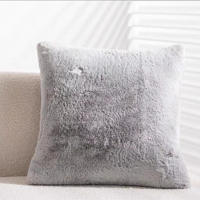 Solid Color Faux Fur Cushion of Throw Pillow Gift Body Pillowcase Cover