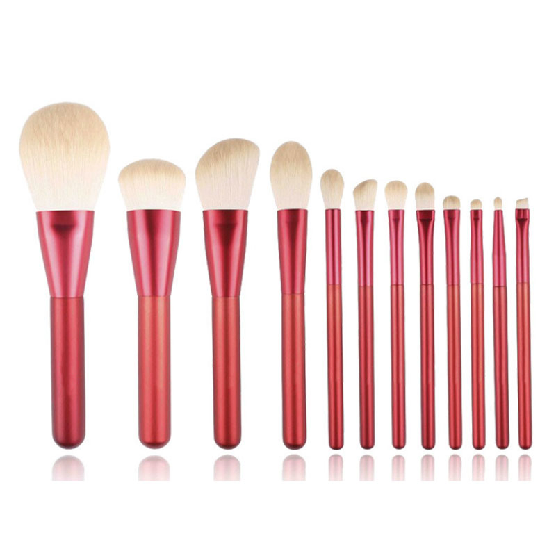 Private Label 12PCS Cosmetic Tools Make up Brush for Blending Foundation Liquid Cream Powder