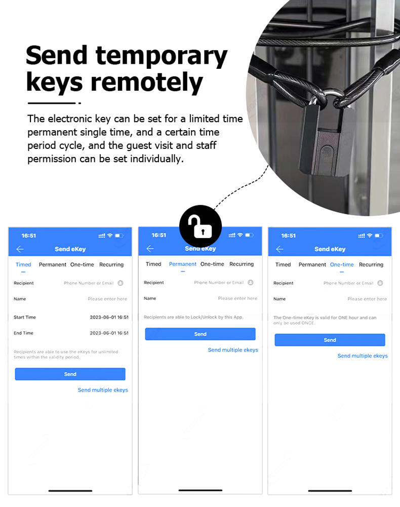 Waterproof IP65 Ttlock APP Bluetooth Smart Digital Fingerprint Padlock with Key