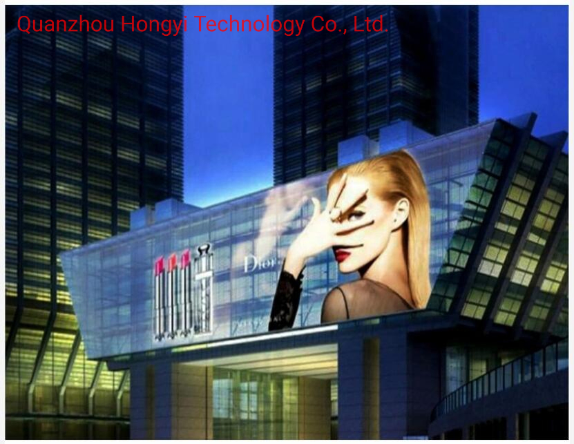 High Brightness P3.91-7.81 Semi Outdoor Giant Building Curtain Advertising Glass Transparent LED Display Screen