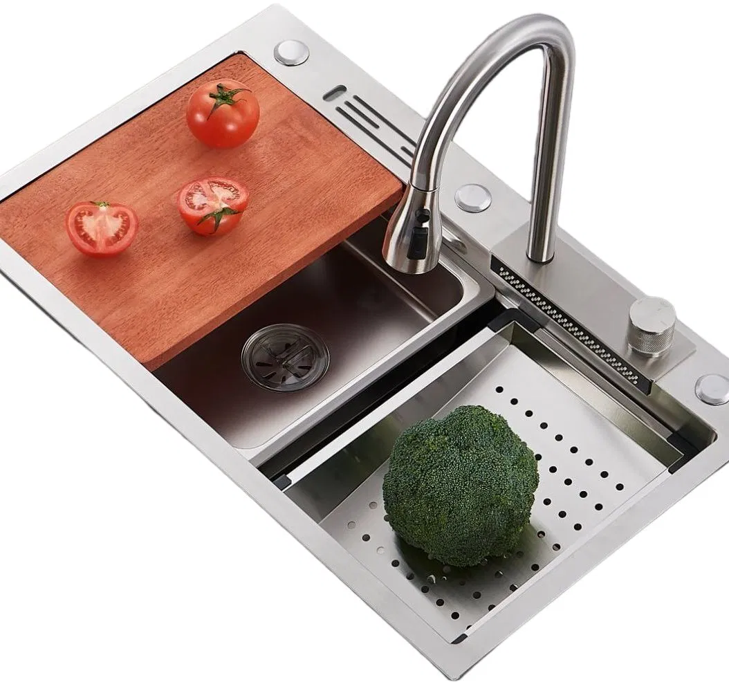 Smart Kitchen Sink Stainless Steel Sink with Multifunctional Waterfall Pull-out Faucet
