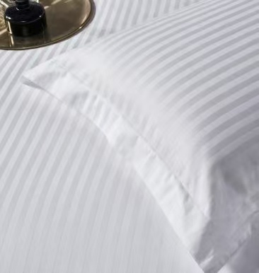 Nantong Customized Size Hotel Bed Sheet 4 Pieces 240tc 3cm Stripe White Jacquard Bedding Set for Hotel and Home