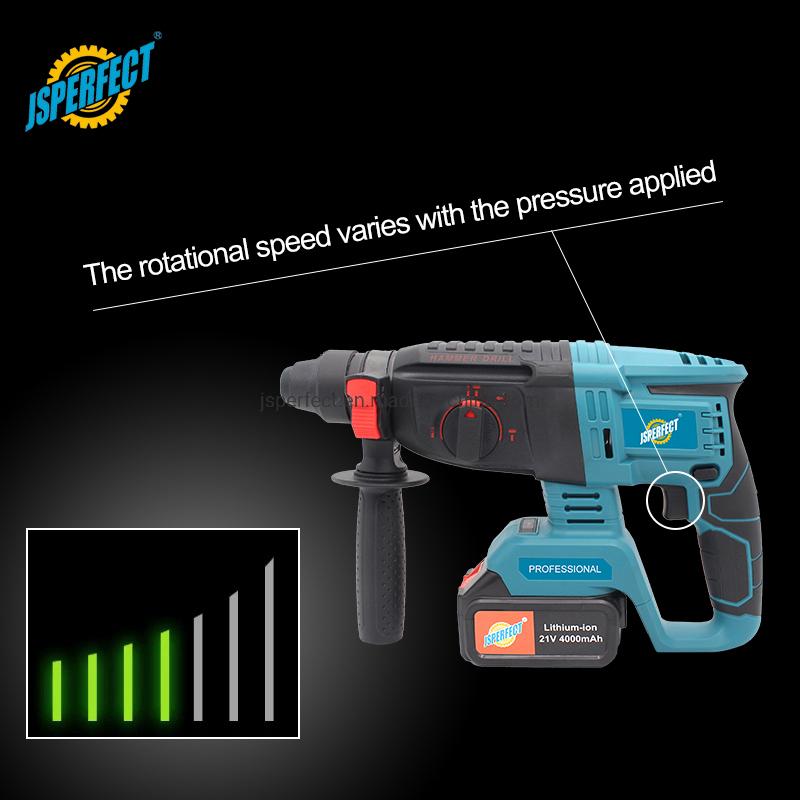 Jsperfect Customized Brushless Cordless Hammer Drill Machine 20V Battery Hammer