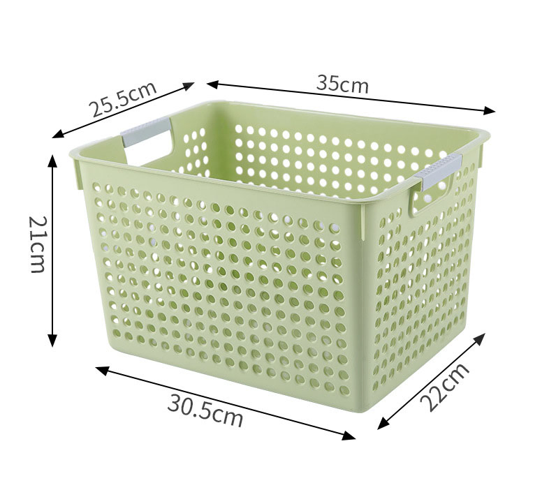 Deep Large Plastic Storage Basket with Open Side Handle Convenient Collapsible Design for Sundries Storage Use