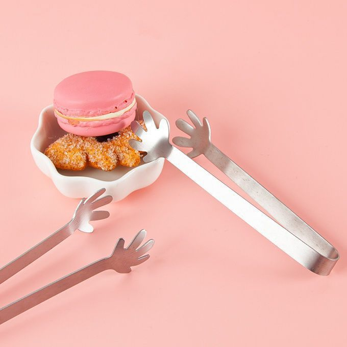 Stainless Steel Food Clip Shell Palm Small Clip Barbecue Clip Bread Clip Household Snacks Clip Sugar Clip Ice Clip
