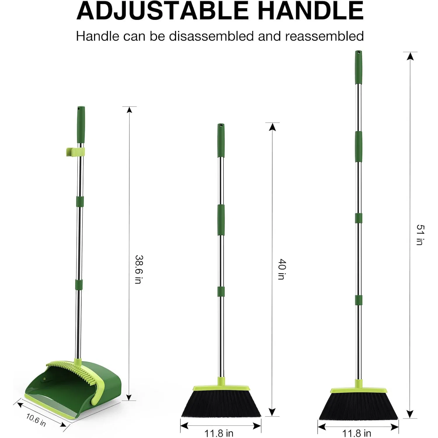 Home Use Indoor Outdoor Sweeping Self-Cleaning Stand up Broom with Dustpan Teeth
