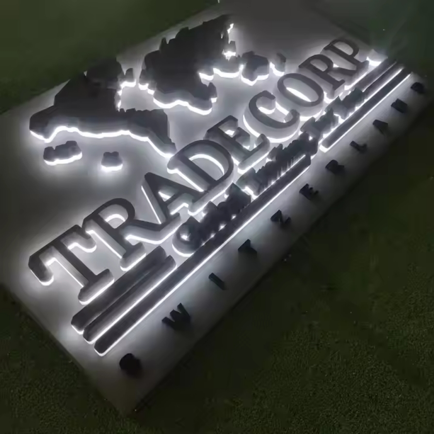 3D Outdoor Wall Mounted Lighting up Letter Logo LED Light Advertising Sign Board