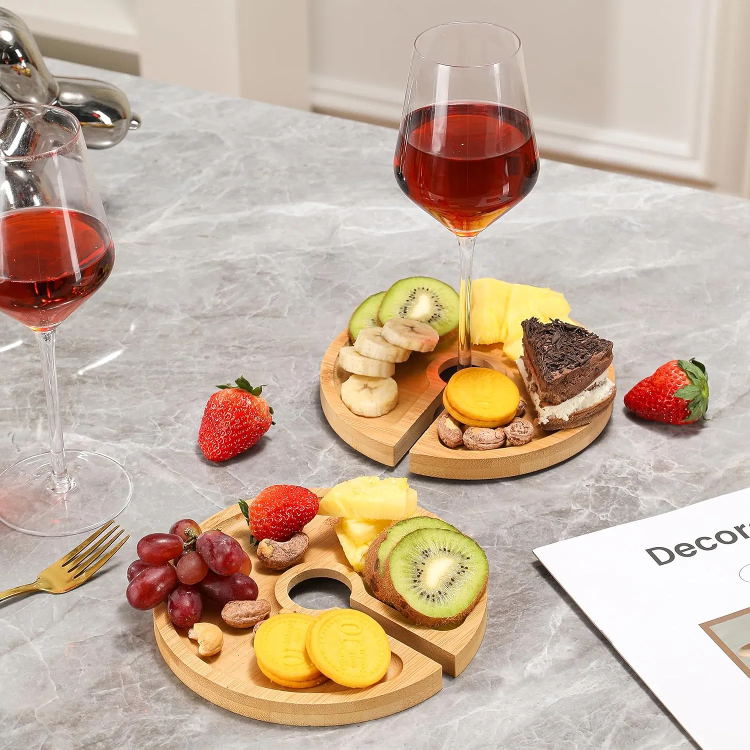 2-in-1 Mini Charcuterie Board with Wine Glass Topper