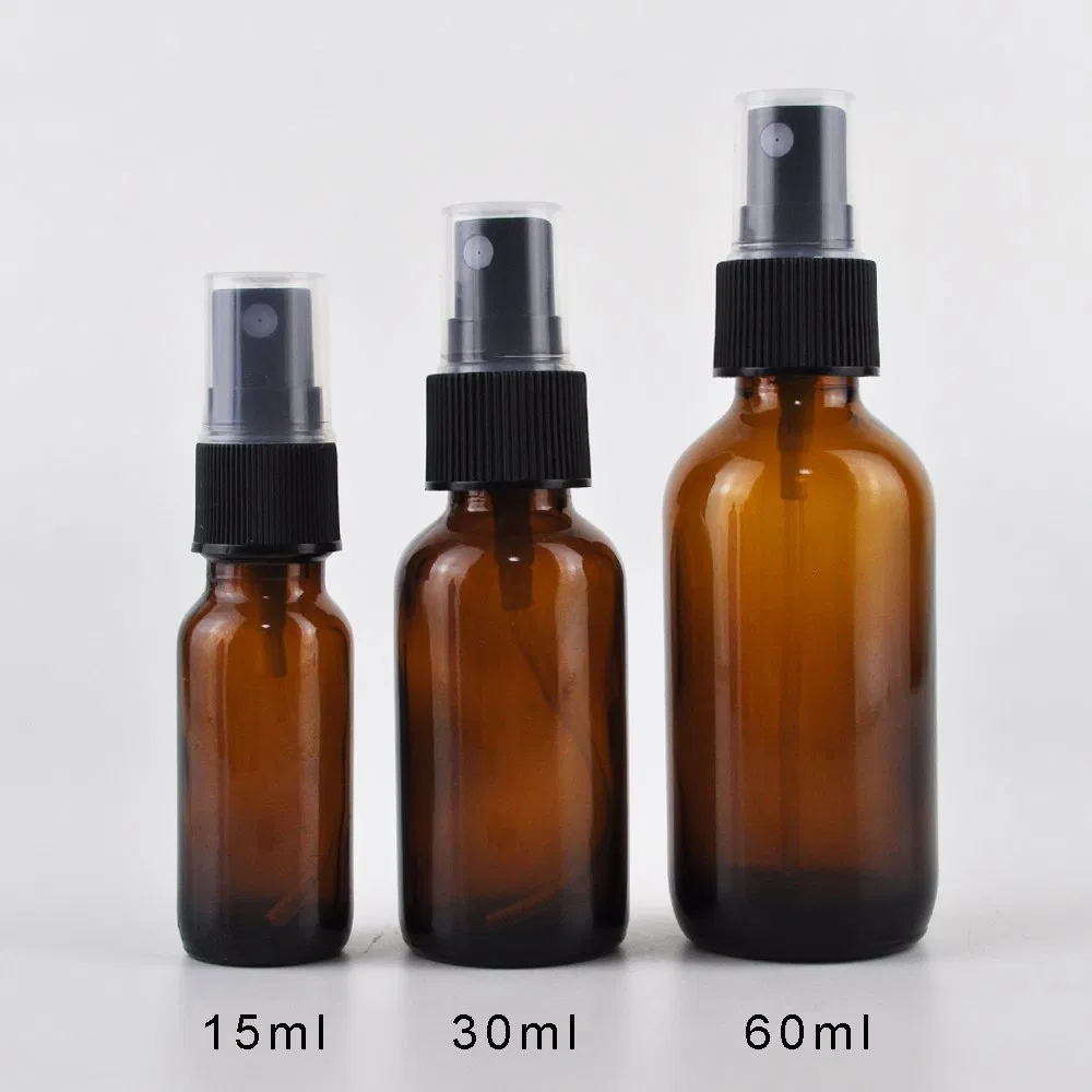 Essential Oil E Liquid 1oz 30ml Amber Round Boston Glass Dropper Spray Bottle