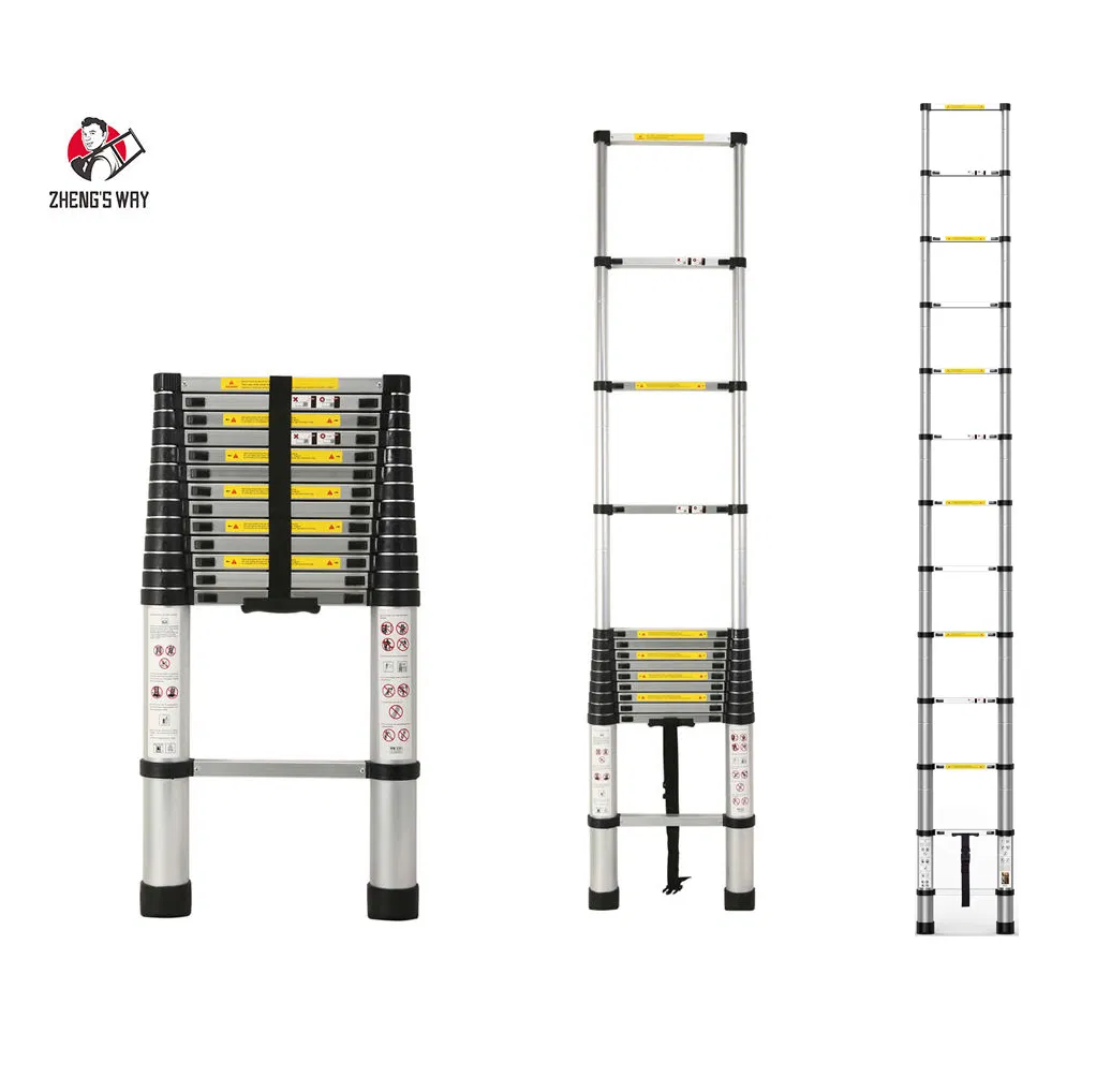 Portable 2.6 Meter Easy-Store Folding Step Loft Ladder Retractable Foldable Aluminum Telescopic Ladder Tent Accessory