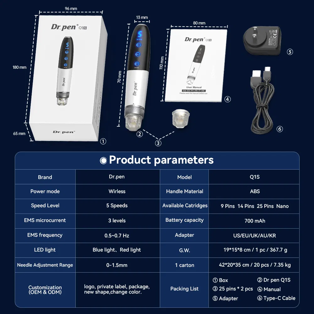 2026 New Bio Pen Factory Wholesale Bio Pen Professional Microneedling Pen with Red Blue Light Microcurrent Therapy for Skin Care